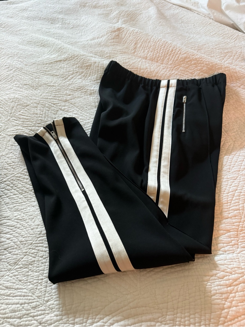 rag & bone Black Joggers with White Twin Side Stripes